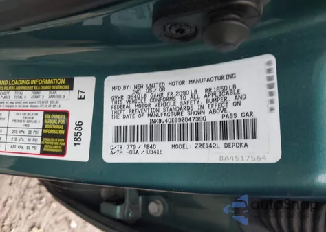 2009 Toyota Corolla Le z USA, uszkodzony, nr VIN 1NXBU40E69Z047390